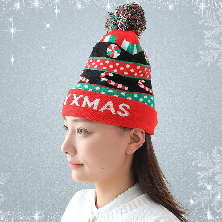 Christmas LED Beanie Bobble Hat