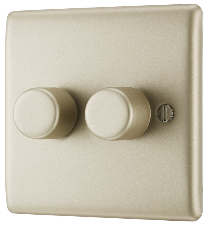 BG Electrical Pearl Nickel Double Dimmer