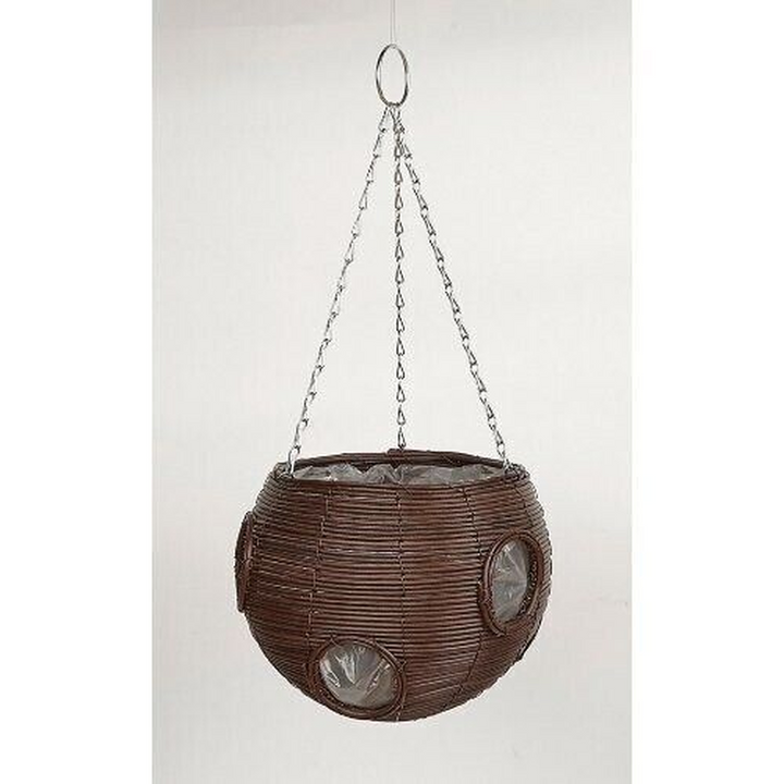 Gardman Rattan Effect 23cm Brown Hanging Ball Basket