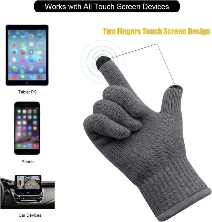 Adult Grey Thermal Knitted Gloves