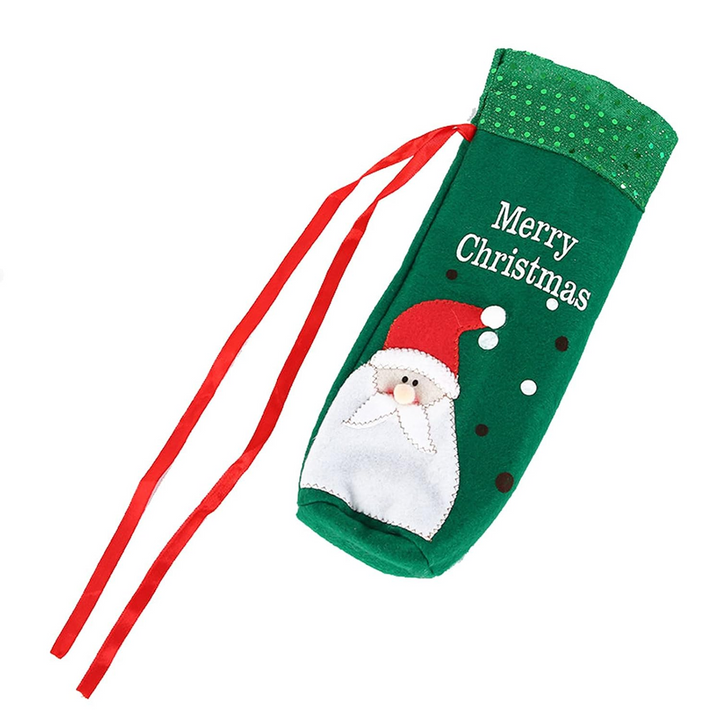 Green Santa Wine Bottle Stocking