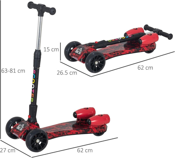 Homcom Kids Red Rocket LED Light Scooter