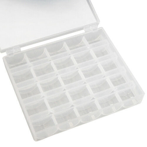25 Clear Compartment Bobbin Thread Holder Box
