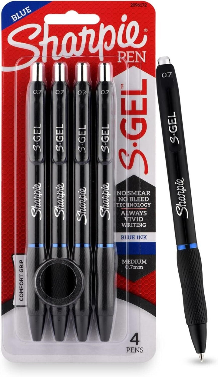 4 Blue Sharpie 0.7mm S-Gel Pens