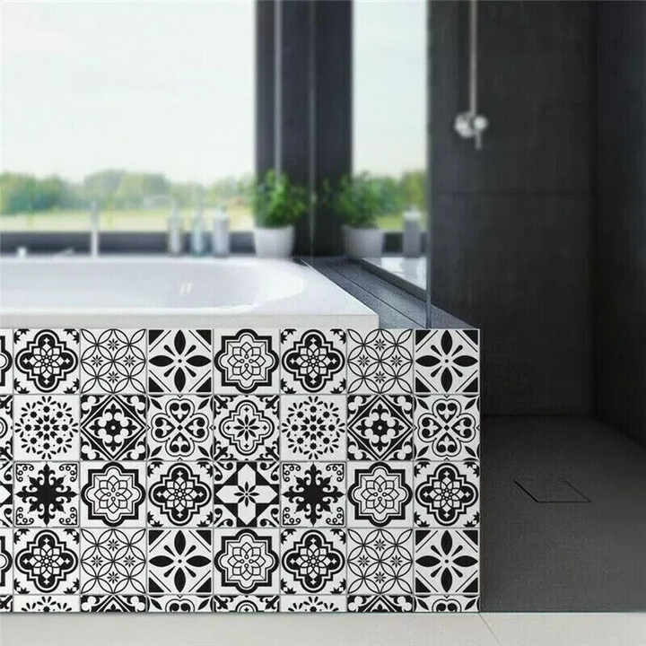 25 Black & White Pattern Tile Stickers
