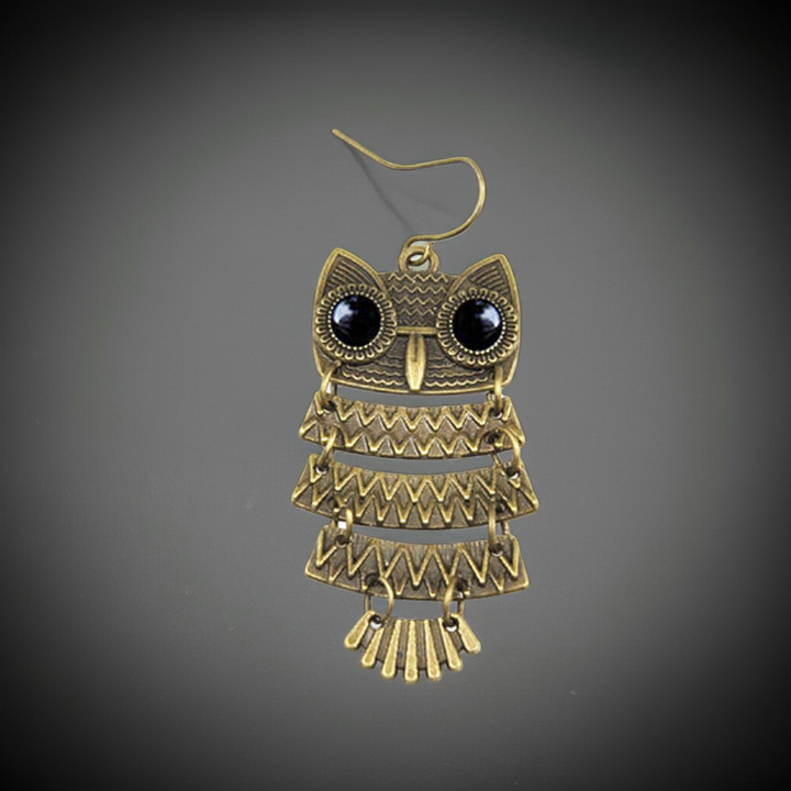Metal Owl Pendant Earrings