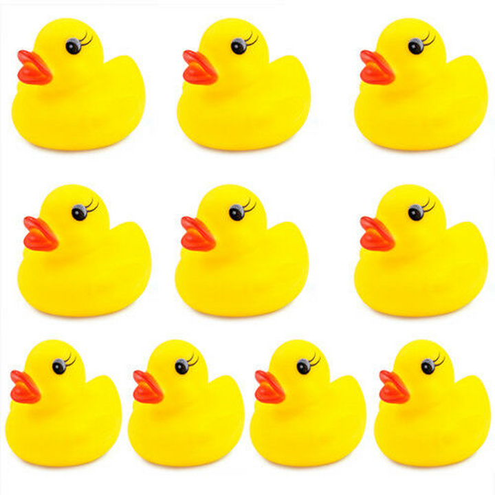 10 Mini Yellow Bathtime Rubber Ducks