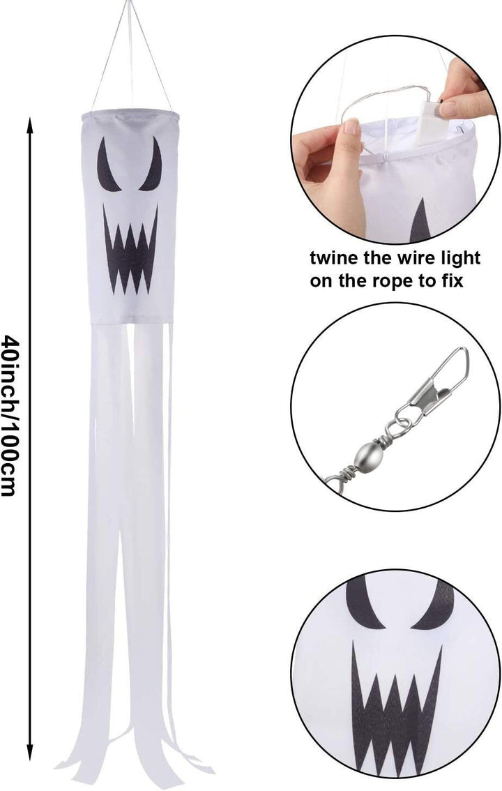2 LED Tassle Ghost Lanterns