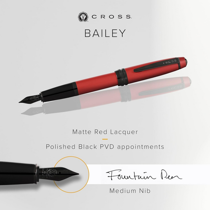 Red Cross Bailey Matte Medium Nib Fountain Pen