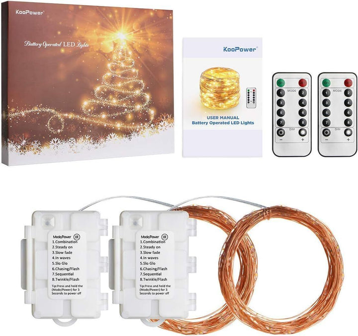2x Christmas 50 LED Battery Lights