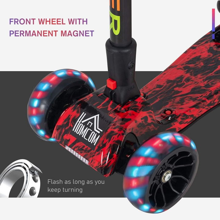 Homcom Kids Red Rocket LED Light Scooter