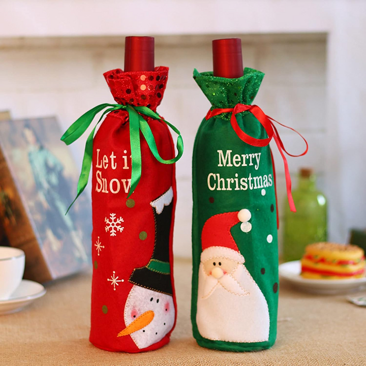 Red Snowman Wine Bottle Stocking