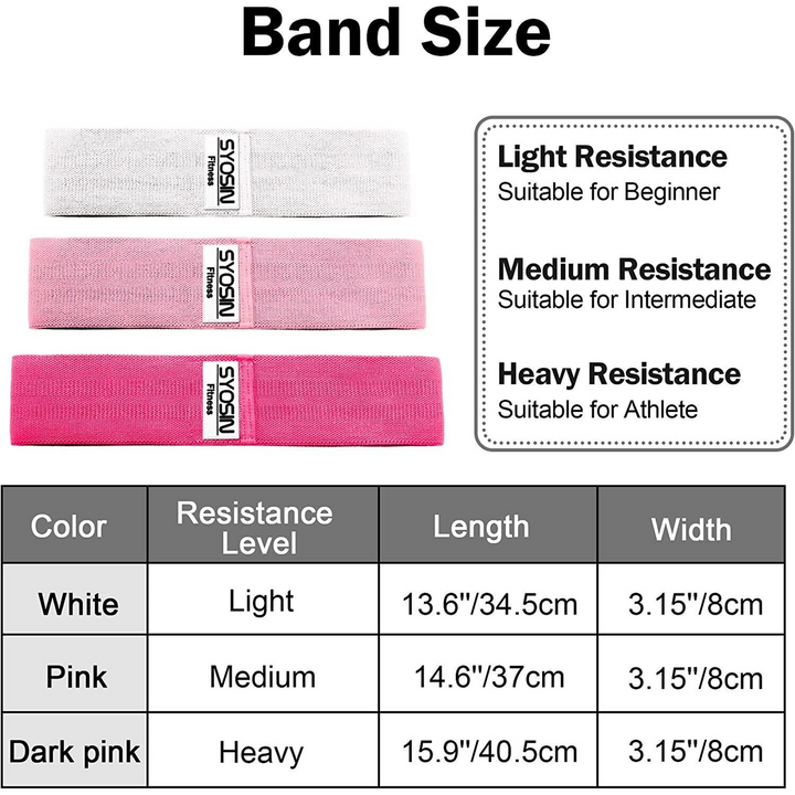 3 Pink Exercise Resistance Bands