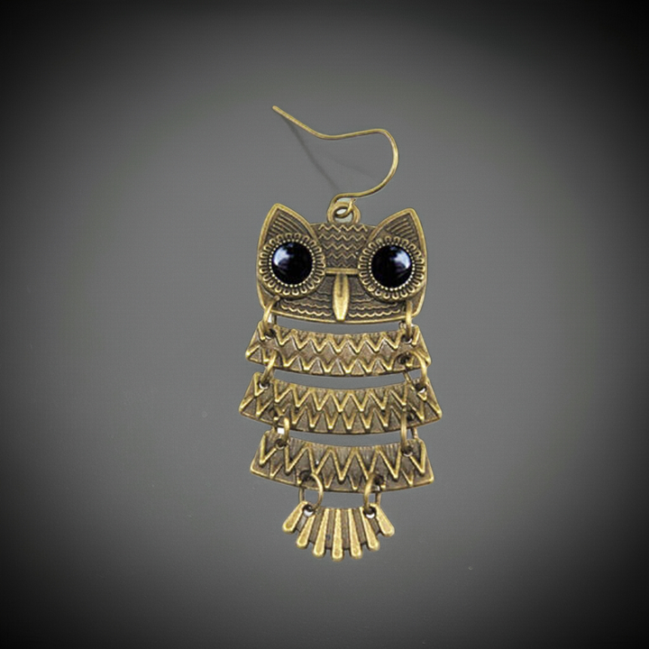Metal Owl Pendant Earrings