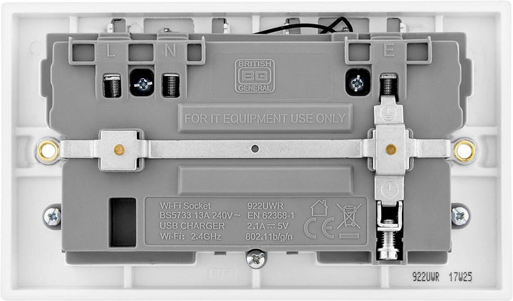 BG Electrical White Double Wi-Fi Extender Plug Socket