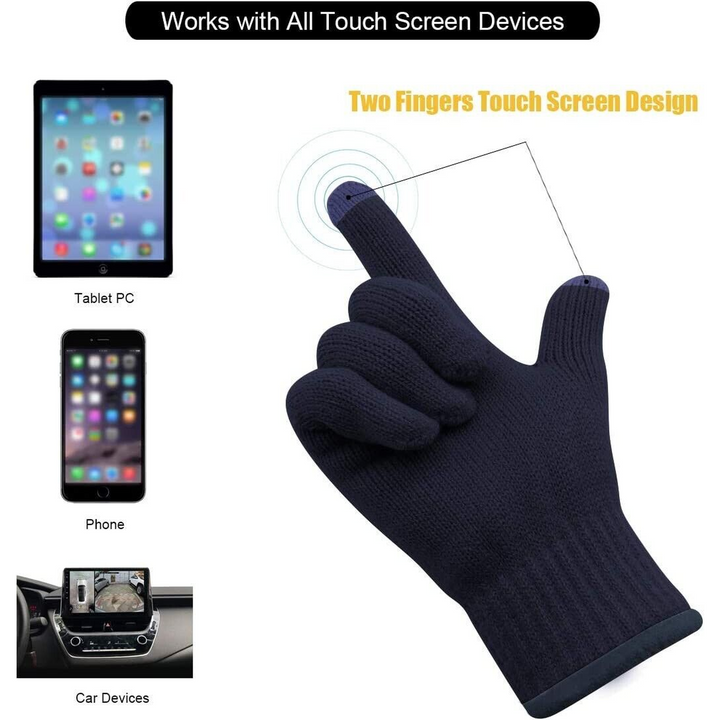 Adult Blue Thermal Knitted Gloves