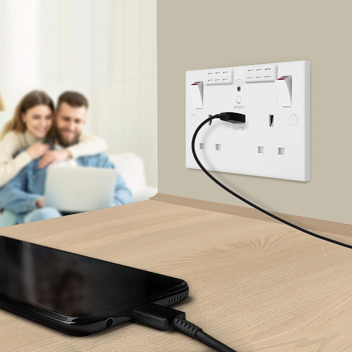 BG Electrical White Double Wi-Fi Extender Plug Socket