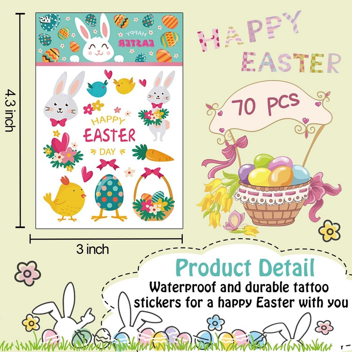 10 Easter Temporary Tattoo Set