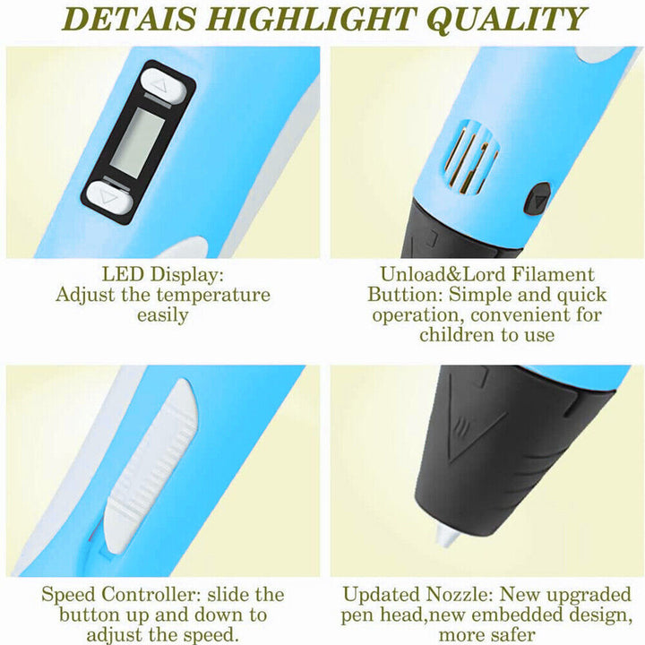 Blue 3D Printing Pen Starter Kit