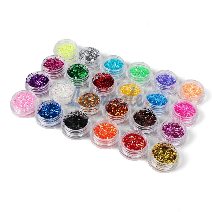 24 Chunky Coloured Glitter Pots
