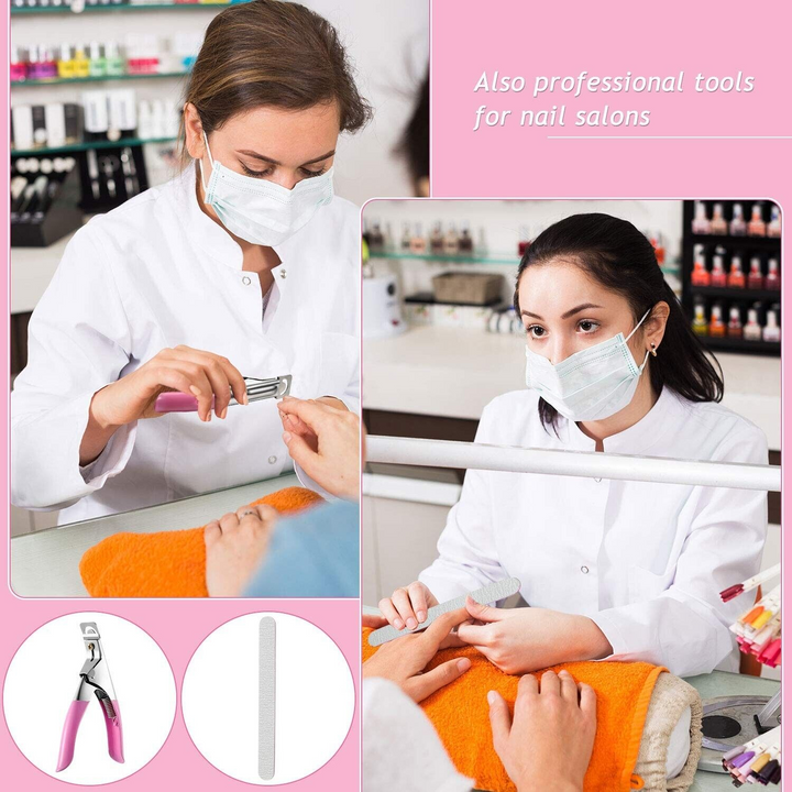 Clear French Nail Tips, Glue & Trimmer Set