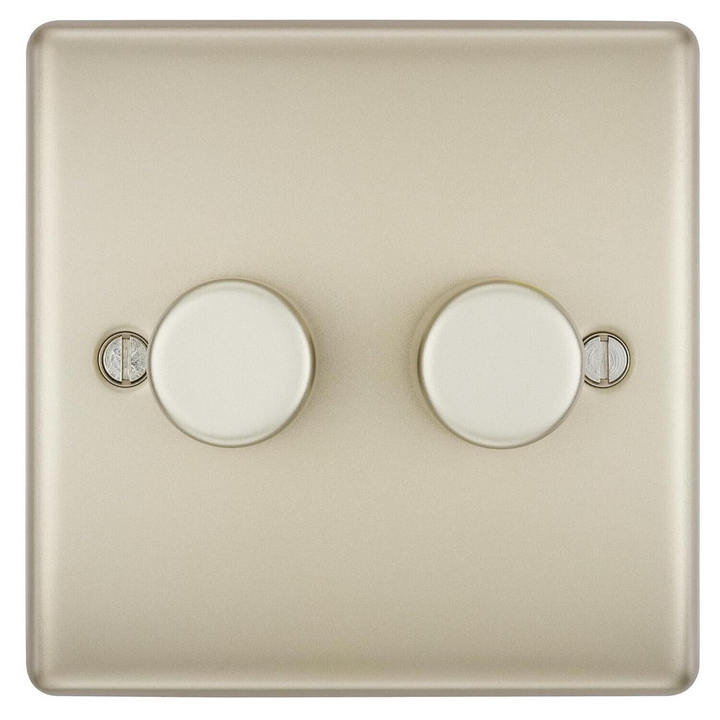 BG Electrical Pearl Nickel Double Dimmer
