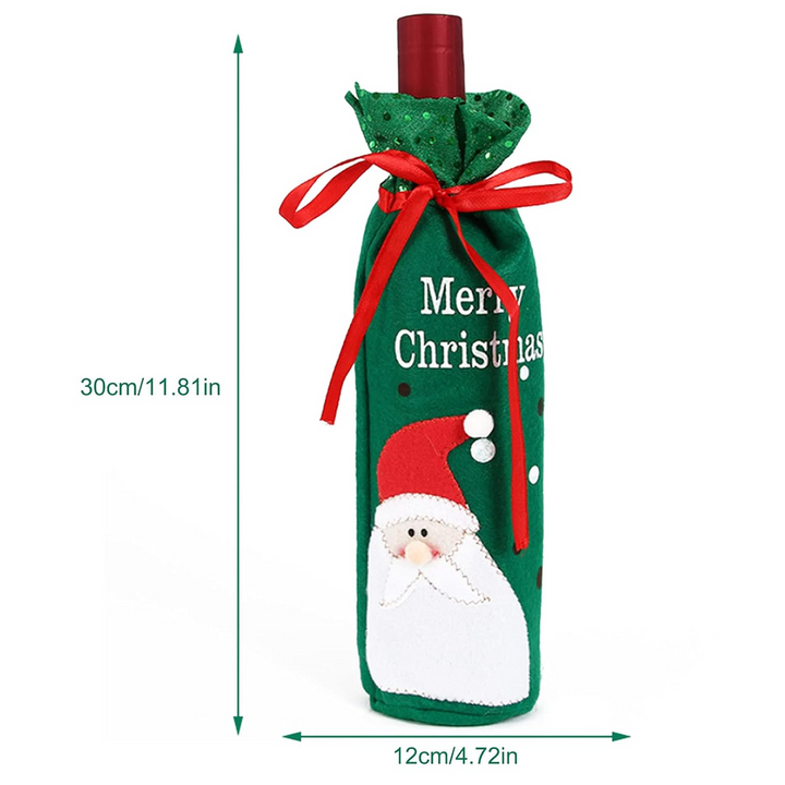 Green Santa Wine Bottle Stocking