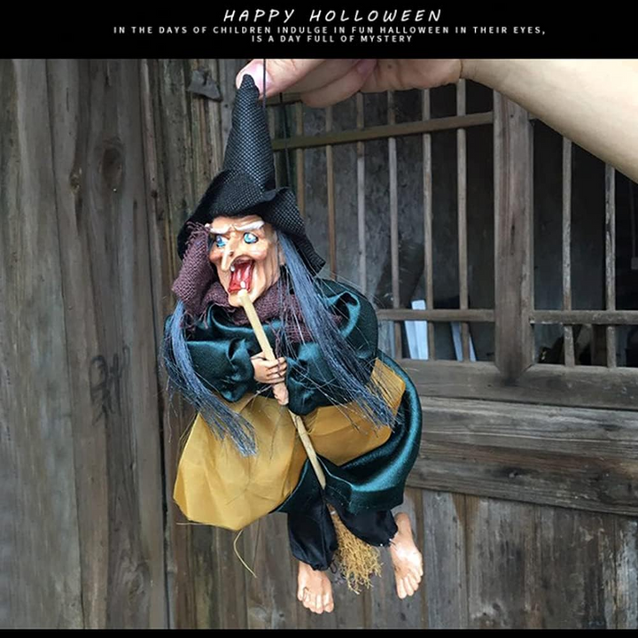 Green Halloween LED Cackling Witch