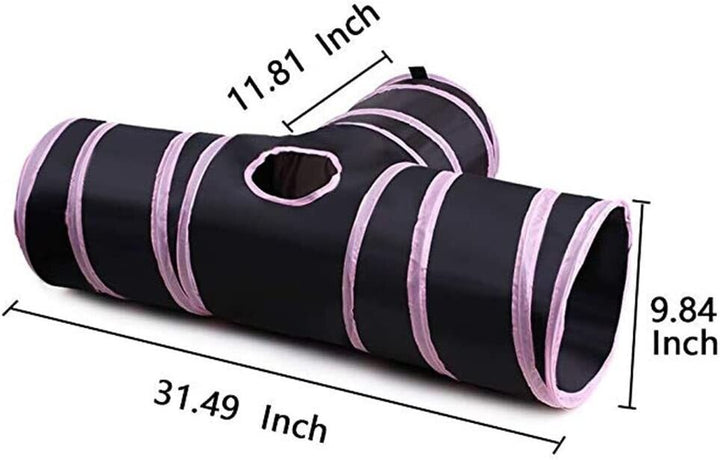 Pink & Black Pop Up Cat Tunnel