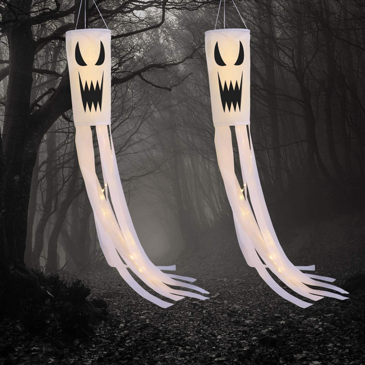 2 LED Tassle Ghost Lanterns