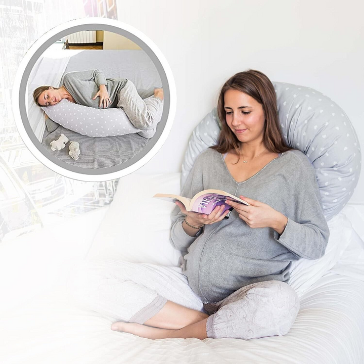 Grey Hearts Maternity Pillow