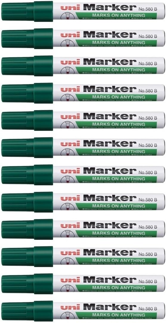 12 Uni-Ball Green Permanent Chisel Tip Markers