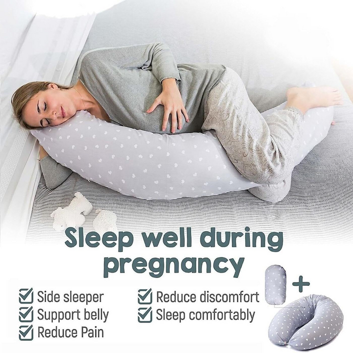Grey Hearts Maternity Pillow