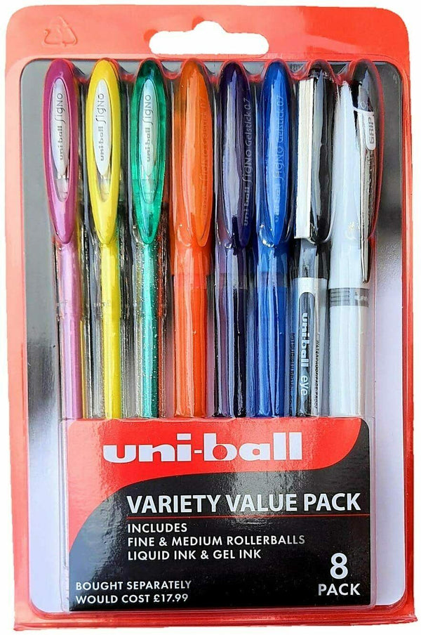 8 Uniball Multi Coloured Rollerball Pens