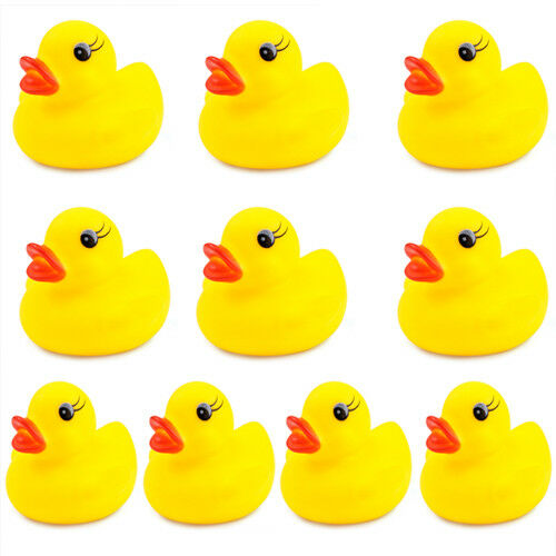 10 Mini Yellow Bathtime Rubber Ducks