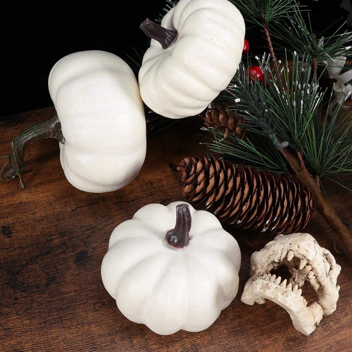 6 White Halloween Foam Pumpkins