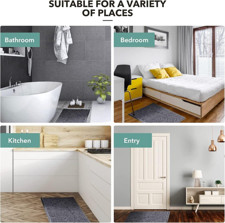 2 Grey Noodle Bathroom Rug Set