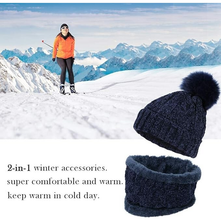 Blue Tacobear Knitted Beanie Bobble Hat