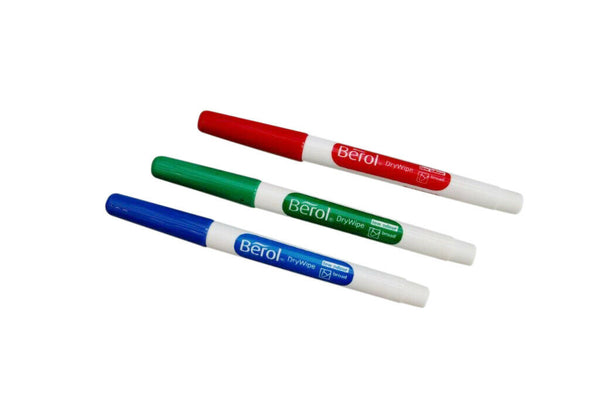 3 Berol Dry-Wipe Marker Pens