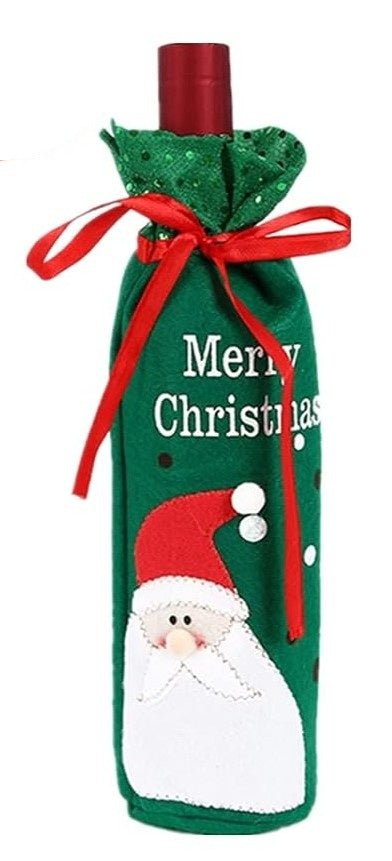 Green Santa Wine Bottle Stocking