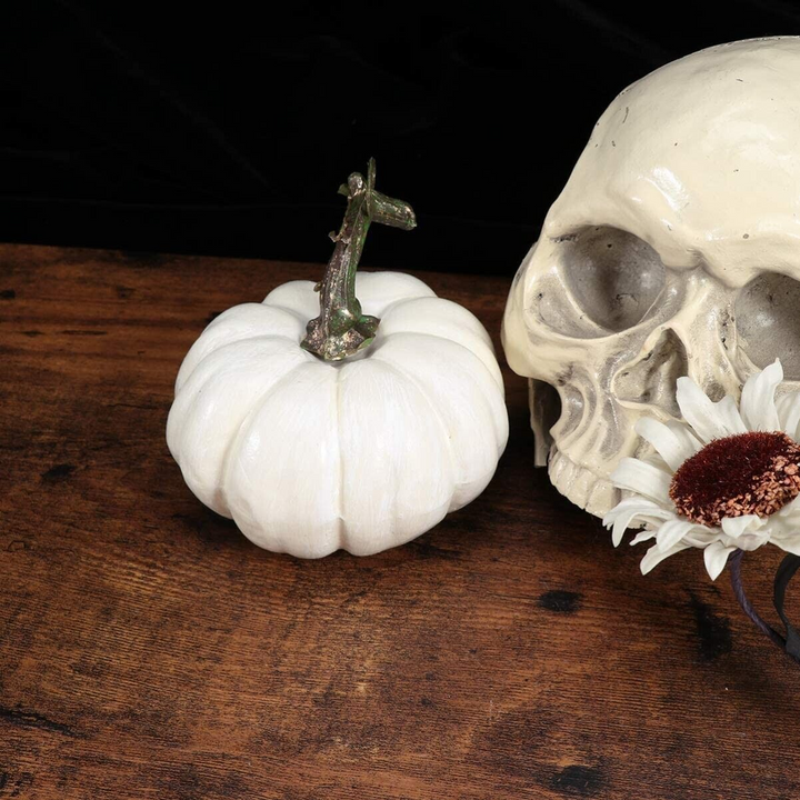 6 White Halloween Foam Pumpkins