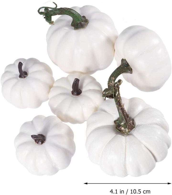 6 White Halloween Foam Pumpkins