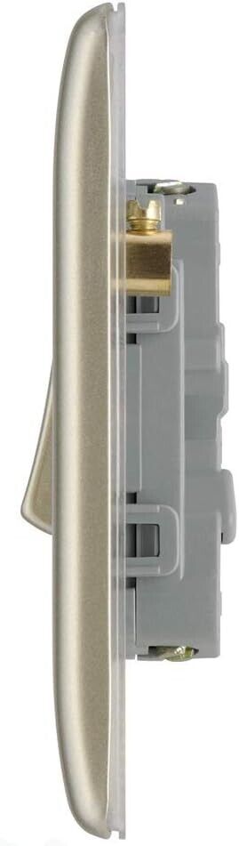 BG Electrical Pearl Nickel Double Light Switch
