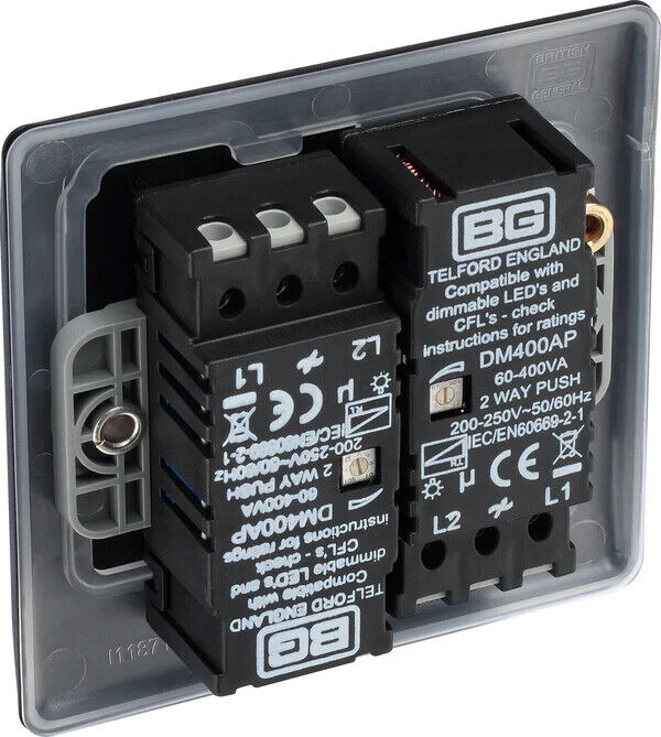 BG Electrical Double Dimmer Black Chrome (200W)