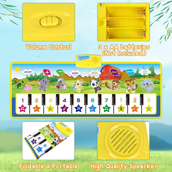 Giant Piano Play Mat Animal & Numbers