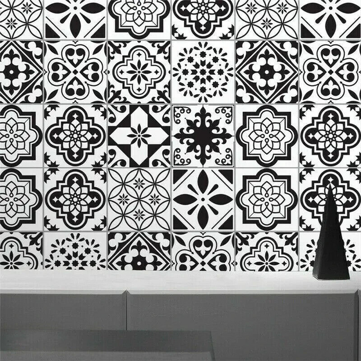 25 Black & White Pattern Tile Stickers