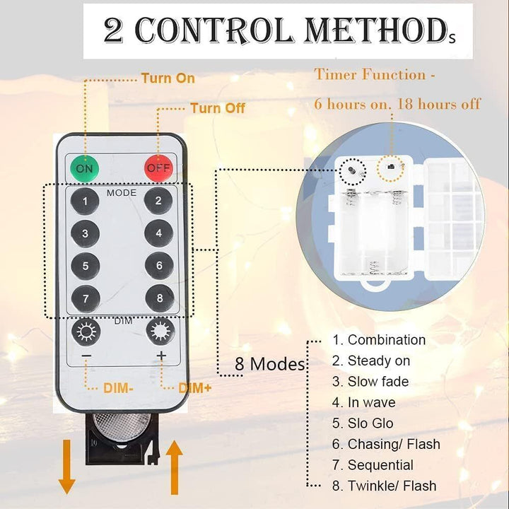 2x Christmas 50 LED Battery Lights
