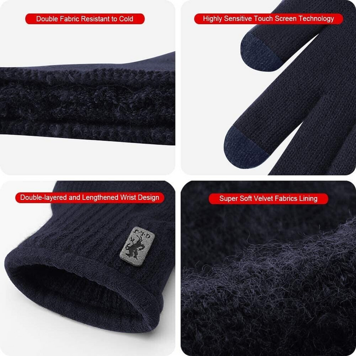 Adult Blue Thermal Knitted Gloves