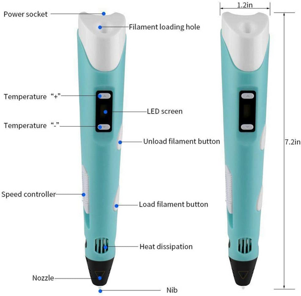 Blue 3D Printing Pen Starter Kit