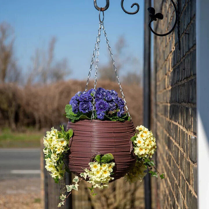 Gardman Rattan Effect 23cm Brown Hanging Ball Basket